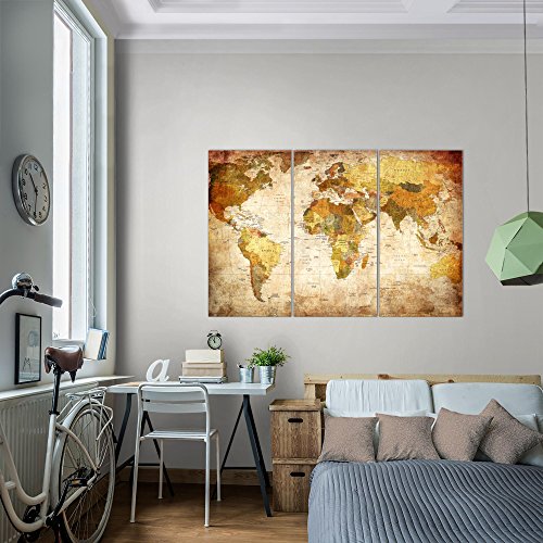 Weltkarte World Map Bild Kunstdruck auf Vlies-Leinwand W068