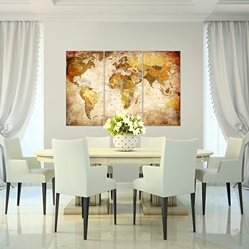 Weltkarte World Map Bild Kunstdruck auf Vlies-Leinwand W068