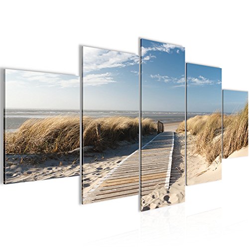 Bilder Strand Meer Landschaft Bild Kunstdruck auf Vlies-Leinwand L016