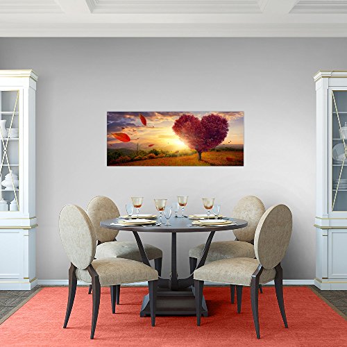 Herbst Baum Herz Landschaft Bild Kunstdruck auf Vlies-Leinwand L162