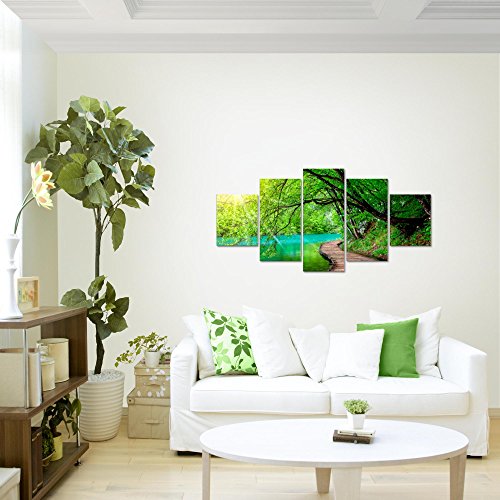 Brücke am See Landschaft Bild Kunstdruck auf Vlies-Leinwand L187