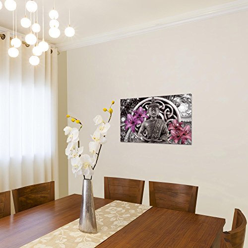 Buddha Blumen Bild Kunstdruck auf Vlies-Leinwand F011