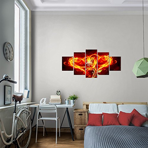 Feuer Herz Blumen Bild Kunstdruck auf Vlies-Leinwand B431