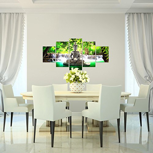 Buddha Wasserfall Bild auf Vlies-Leinwand F005