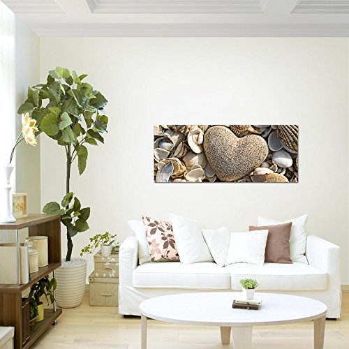 Herz Muscheln Bild Kunstdruck auf Vlies-Leinwand S086