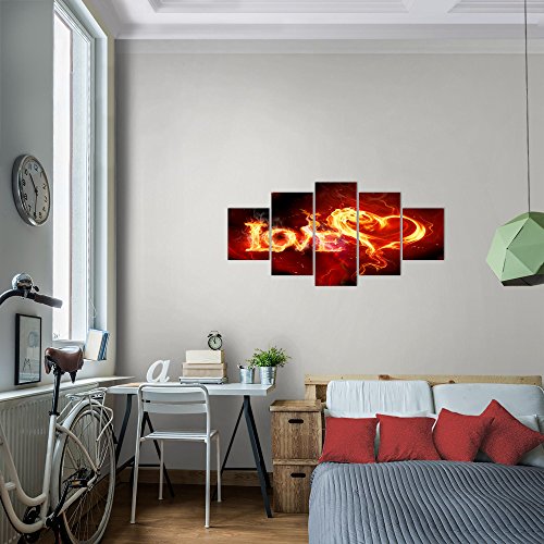 Abstrakt Feuer Love Bild Kunstdruck auf Vlies-Leinwand S056