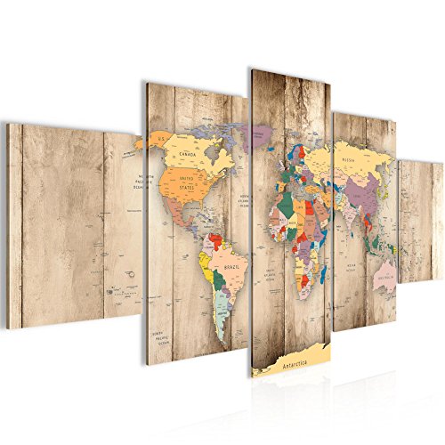 Weltkarte World Map Bild Kunstdruck auf Vlies-Leinwand W055