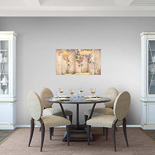 Weltkarte World Map Bild Kunstdruck auf Vlies-Leinwand W046