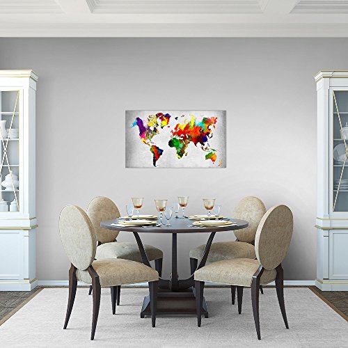 Weltkarte World Map Bild Kunstdruck auf Vlies-Leinwand W030
