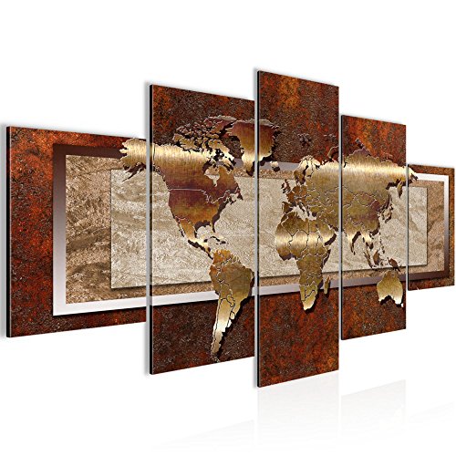 Weltkarte World Map Bild Kunstdruck auf Vlies-Leinwand W048