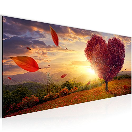 Herbst Baum Herz Landschaft Bild Kunstdruck auf Vlies-Leinwand L162