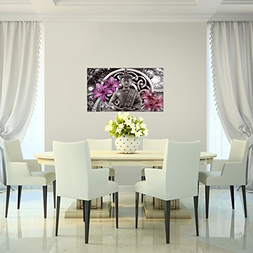 Buddha Blumen Bild Kunstdruck auf Vlies-Leinwand F011