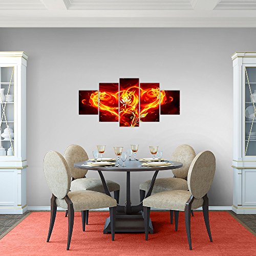 Feuer Herz Blumen Bild Kunstdruck auf Vlies-Leinwand B431