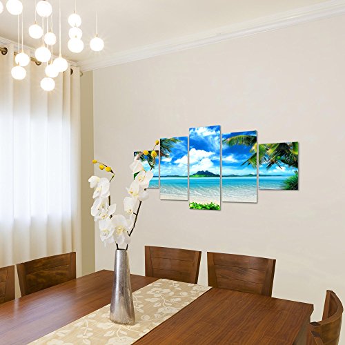 Strand Palmen Landschaft Bild Kunstdruck auf Vlies-Leinwand L019