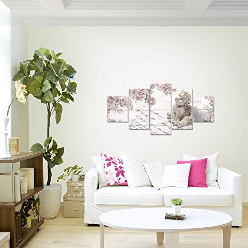 Engel Blumen Bild Kunstdruck auf Vlies-Leinwand B498