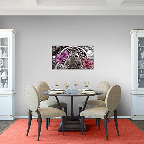 Buddha Blumen Bild Kunstdruck auf Vlies-Leinwand F011