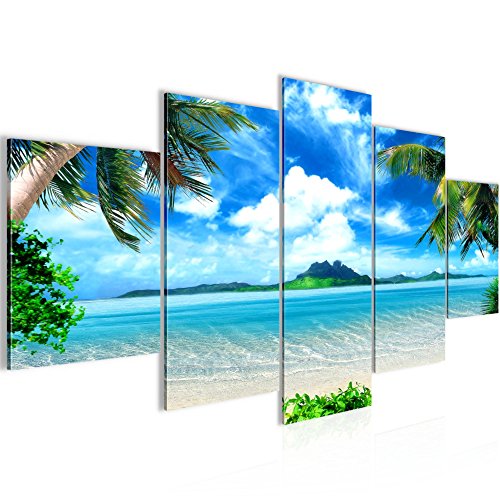 Strand Palmen Landschaft Bild Kunstdruck auf Vlies-Leinwand L019