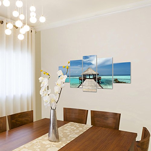Strand Meer Landschaft Bild Kunstdruck auf Vlies-Leinwand L017