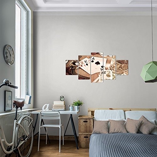 Poker Whisky Waffe Bild Kunstdruck auf Vlies-Leinwand S153
