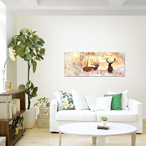 Winter Hirsch Bild Kunstdruck auf Vlies-Leinwand S195