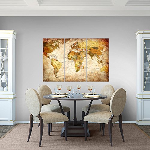 Weltkarte World Map Bild Kunstdruck auf Vlies-Leinwand W068
