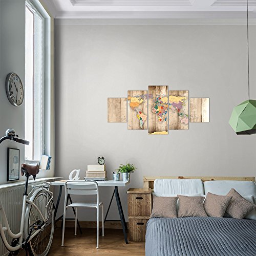 Weltkarte World Map Bild Kunstdruck auf Vlies-Leinwand W055