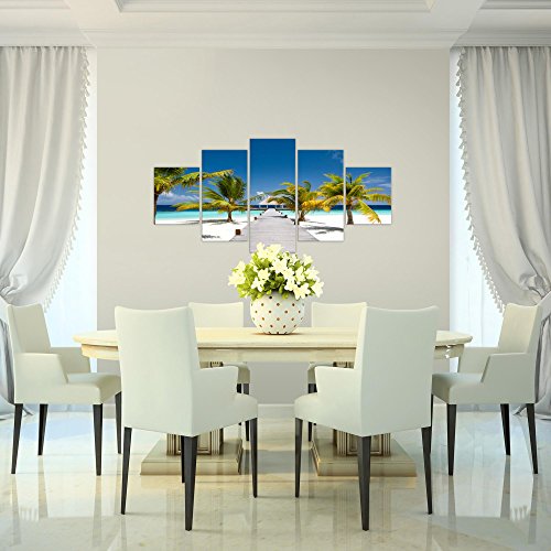 Strand Palmen Landschaft Bild Kunstdruck auf Vlies-Leinwand L015