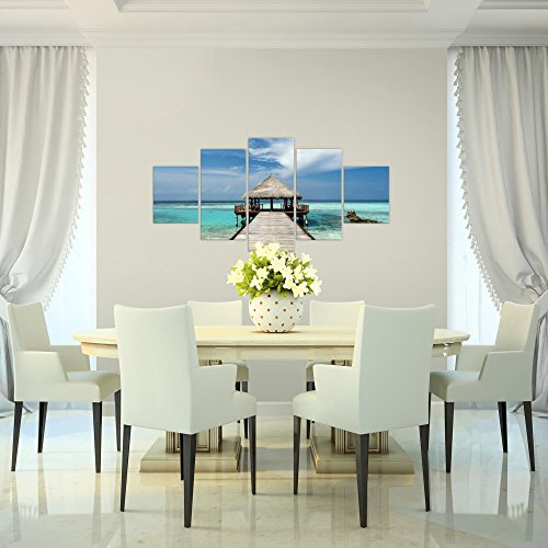 Strand Meer Landschaft Bild Kunstdruck auf Vlies-Leinwand L017