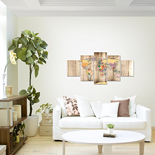Weltkarte World Map Bild Kunstdruck auf Vlies-Leinwand W055