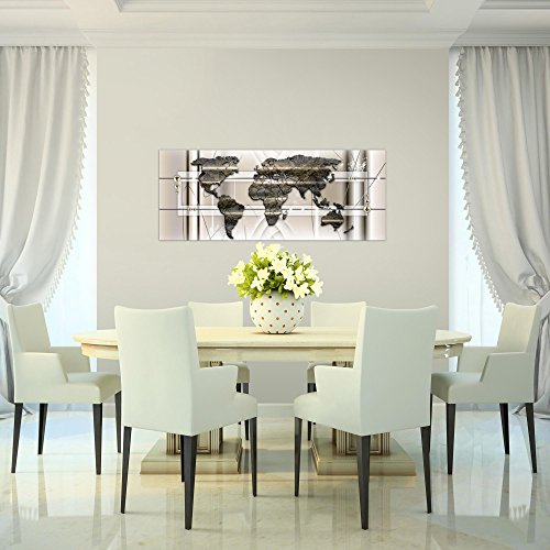 Weltkarte World Map Bild Kunstdruck auf Vlies-Leinwand W037