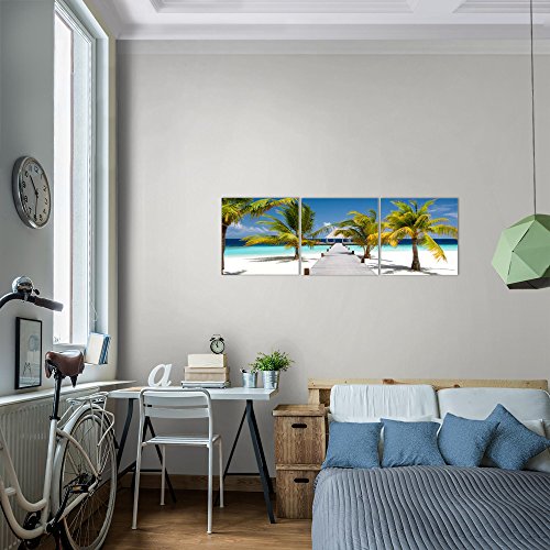 Strand Palmen Landschaft Bild Kunstdruck auf Vlies-Leinwand L009