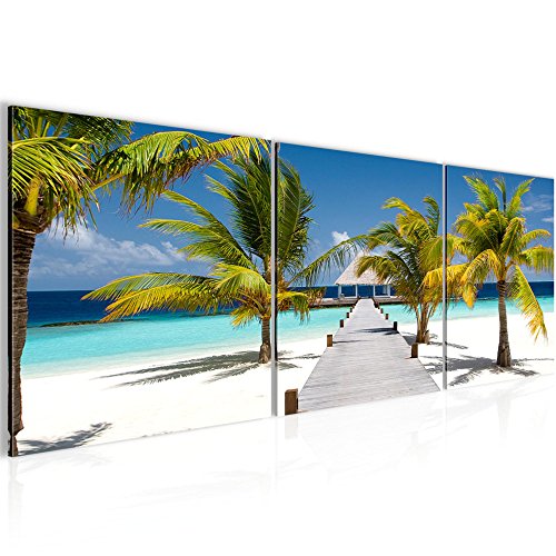 Strand Palmen Landschaft Bild Kunstdruck auf Vlies-Leinwand L009