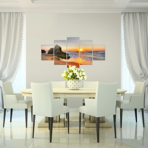 Sonnenaufgang Strand Landschaft Bild Kunstdruck auf Vlies-Leinwand L021