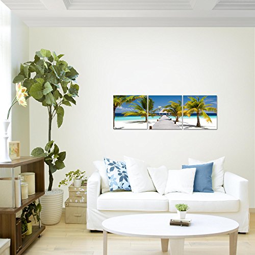 Strand Palmen Landschaft Bild Kunstdruck auf Vlies-Leinwand L009