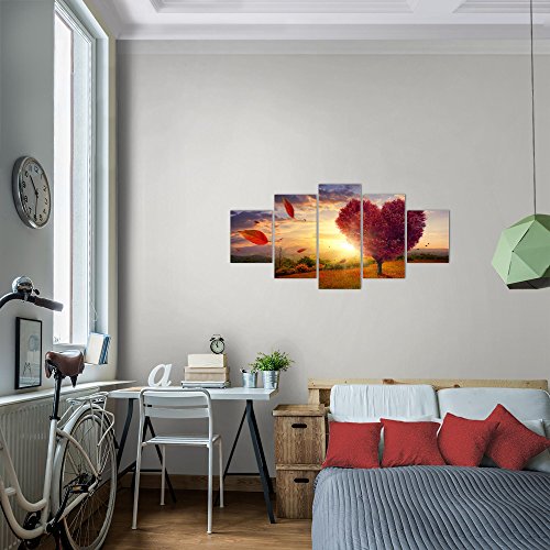 Herbst Baum Herz Landschaft Bild Kunstdruck auf Vlies-Leinwand L159