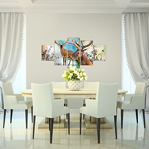 Natur Hirsch Bild Kunstdruck auf Vlies-Leinwand S140