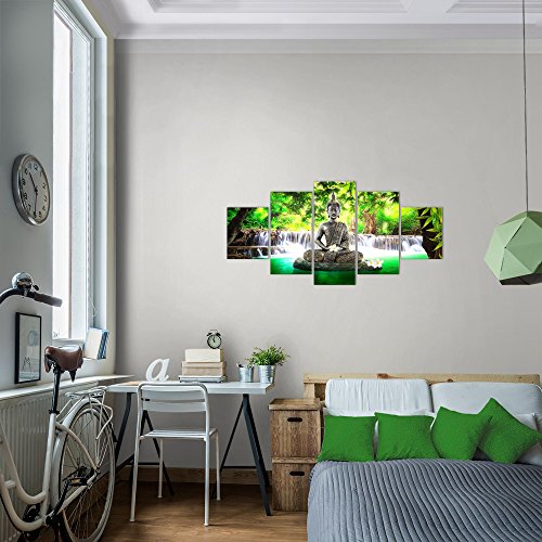 Buddha Wasserfall Bild auf Vlies-Leinwand F005