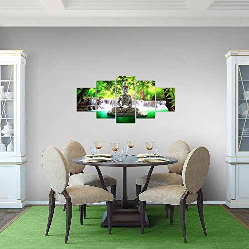 Buddha Wasserfall Bild auf Vlies-Leinwand F005