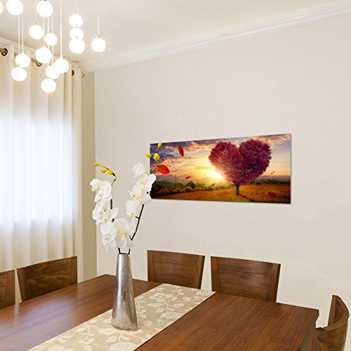 Herbst Baum Herz Landschaft Bild Kunstdruck auf Vlies-Leinwand L162
