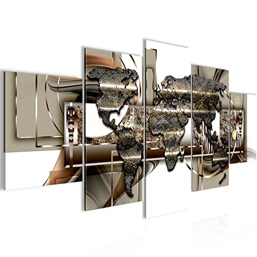 Weltkarte World Map Bild Kunstdruck auf Vlies-Leinwand W047