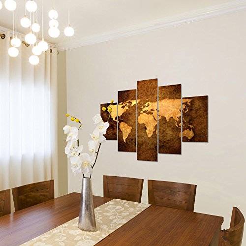 Weltkarte World Map Bild Kunstdruck auf Vlies-Leinwand W057