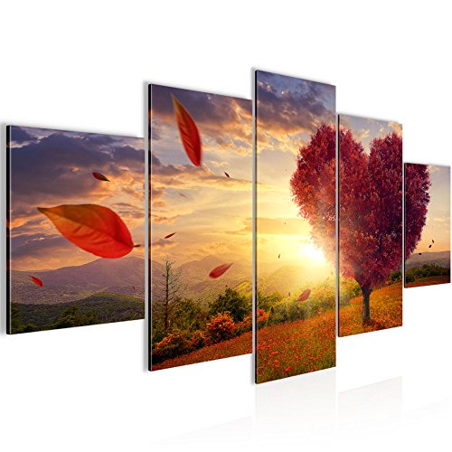 Herbst Baum Herz Landschaft Bild Kunstdruck auf Vlies-Leinwand L159