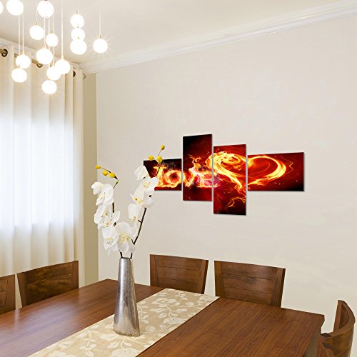 Abstrakt Feuer Love Bild Kunstdruck auf Vlies-Leinwand S052