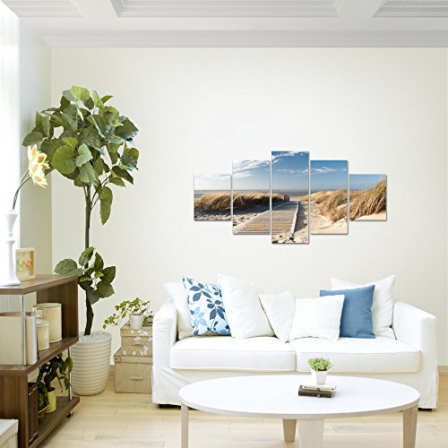 Bilder Strand Meer Landschaft Bild Kunstdruck auf Vlies-Leinwand L016