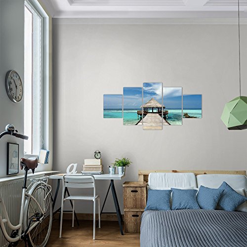 Strand Meer Landschaft Bild Kunstdruck auf Vlies-Leinwand L017