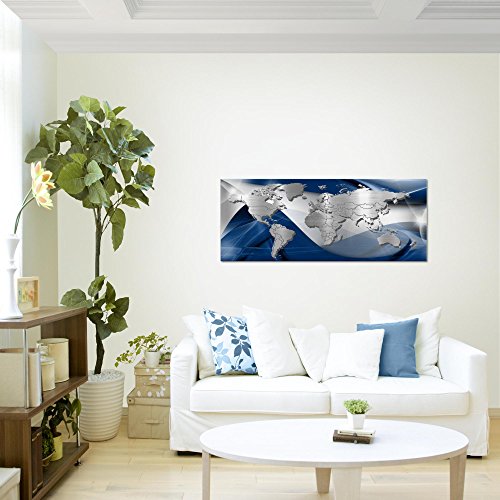 Weltkarte World Map Bild Kunstdruck auf Vlies-Leinwand W038