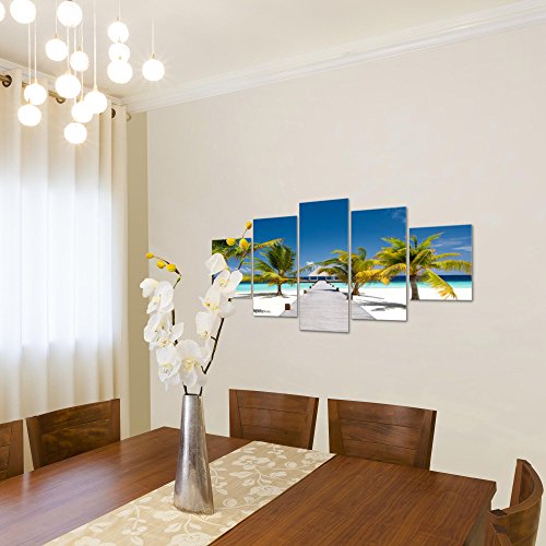 Strand Palmen Landschaft Bild Kunstdruck auf Vlies-Leinwand L015