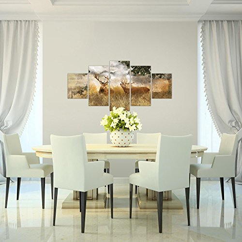 Natur Hirsch Bild Kunstdruck auf Vlies-Leinwand S142