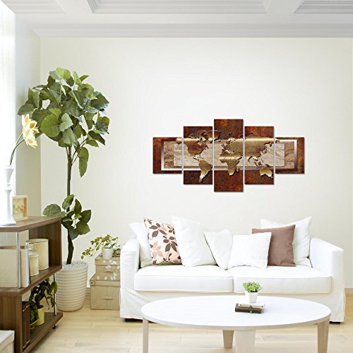 Weltkarte World Map Bild Kunstdruck auf Vlies-Leinwand W048