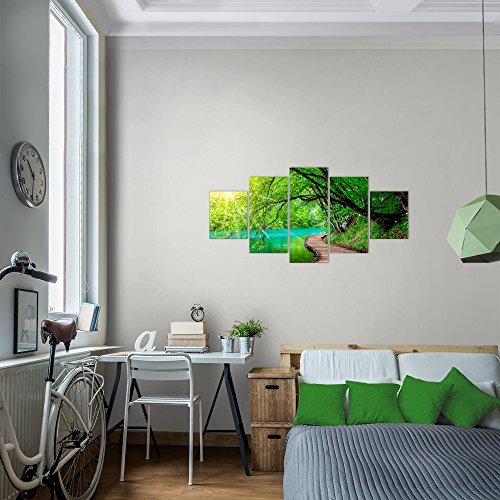 Brücke am See Landschaft Bild Kunstdruck auf Vlies-Leinwand L187